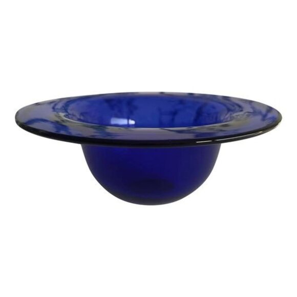 Beautiful Hand Blown Cobalt Blue Glass Bowl - Picture 1 of 6